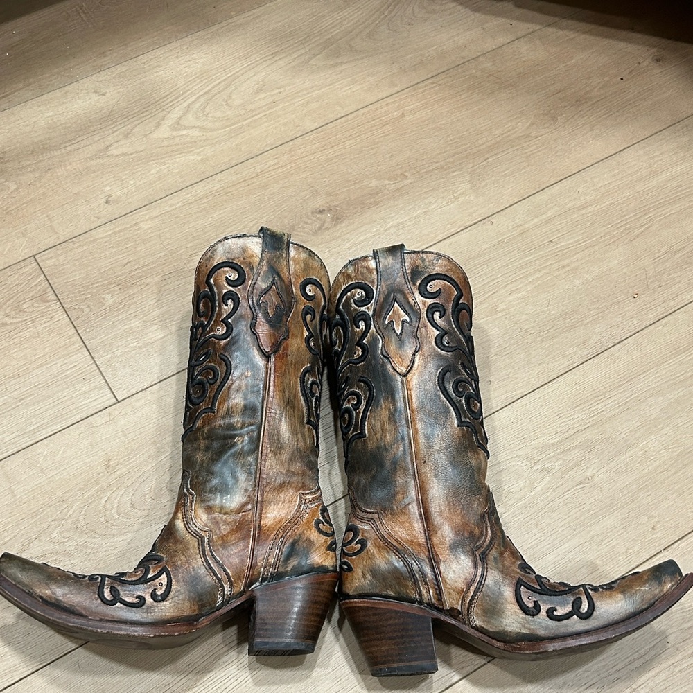 CORRAL WOMEN'S CORD STITCH COWGIRL BOOTS - SNIP TOE Size 8 - Picture 12 of 16
